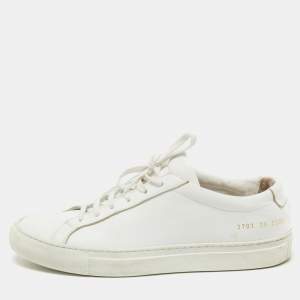 Common Projects White Leather Achilles Low Top Sneakers Size 38