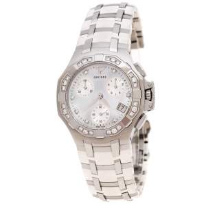 Concord White Mother of Pearl Stainless Steel Diamonds Saratoga 14.H1.1881S Women's Wristwatch 33 mm