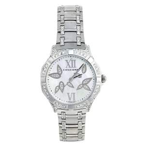 Concord Mother of Pearl Flower Stainless Steel Diamond Saratoga 02.3.14.1060 Women's Wristwatch 31 mm