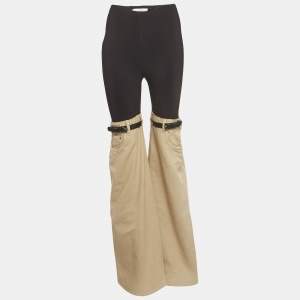 مملوكة مسبقًا Coperni Black & Beige Jersey & Cotton Wide Legged Pants S
