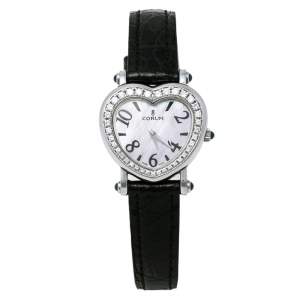 Corum Mother of Pearl Stainless Steel Diamonds Heart Beat 24.183.47 Women's Wristwatch 29.50 mm