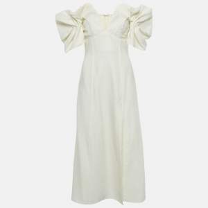 Pre Owned Cult Gaia Off-White Linen Blend Off-Shoulder Muna Long Dress S