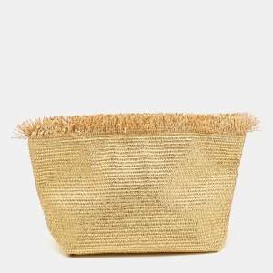 Cult Gaia Gold Woven Foil Fabric Shanti Clutch