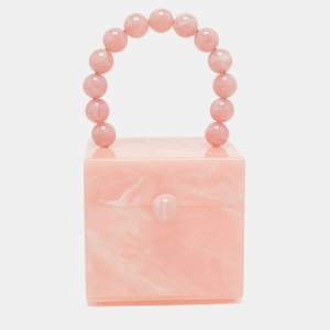Cult Gaia Pink Marble Print Acrylic EOS Box Bag