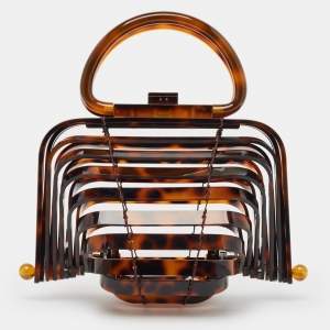 Cult Gaia Brown Acrylic Lilleth Top Handle Bag