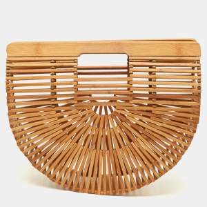 Pre Owned Cult Gaia Ark Small Tan Bamboo Clutch