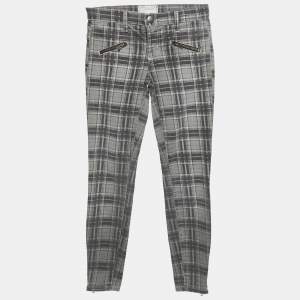 Current Elliot Grey Plaid Cotton Soho Zip Stiletto Pants S Waist 24"
