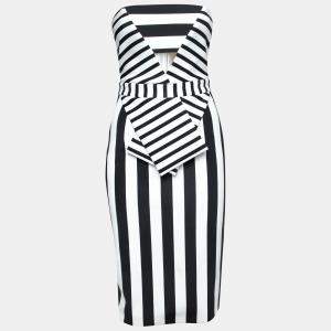 Cushnie Et Ochs Black and White Striped Neoprene Strapless Dress XS 