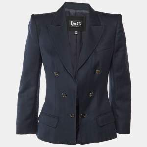 Pre Owned D&G Navy Blue Wool & Silk Blazer M