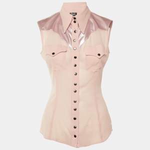 مملوكة مسبقًا D&G Pink Silk & Synthetic Sleeveless Shirt M