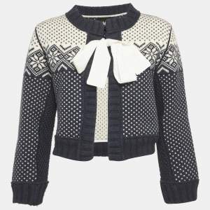 Pre Owned كارديغان دولتشي أند غابانا بلو قصير صوفي منسوج متوسط