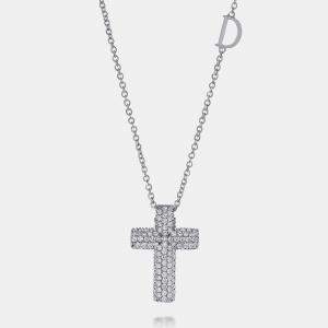 Damiani 18K White Gold, Diamond 0.40ct. tw. Cross Pendant Necklace