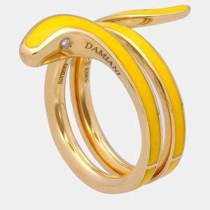 Damiani 18K Yellow Gold and Yellow Ceramic, Diamond Snake Wrap Ring