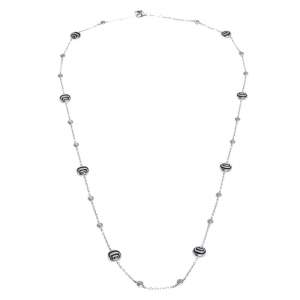 Damiani Damianissima Onyx Diamond Silver Long Station Necklace