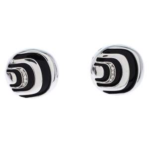 Damiani Damianissima Onyx Diamond Silver Stud Earrings