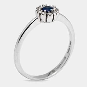 مملوكة مسبقًا Damiani Margerita Sapphire Diamonds 18k White Gold Ring Size 52.5 