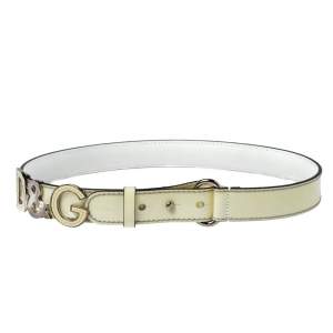 D&G Light Cream Patent Leather Logo Belt 80CM