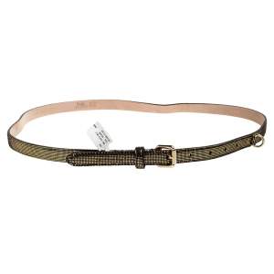 D&G Gold/Black Patent Leather and Suede Skinny Chain Belt 90CM