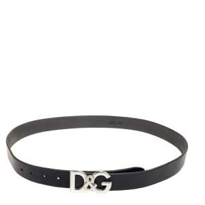 D & G Black Leather Buckle Belt 95CM