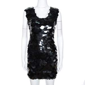 D&G Black Oversized Sequin Embellished Wool Sleeveless Dress XS