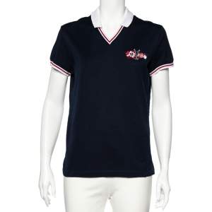 D&G Navy Blue Logo Anchor Embroidered Cotton Polo T-Shirt L