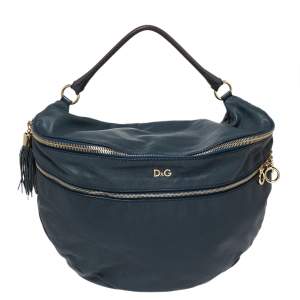 D&G Blue Leather Jeri Top Handle Bag
