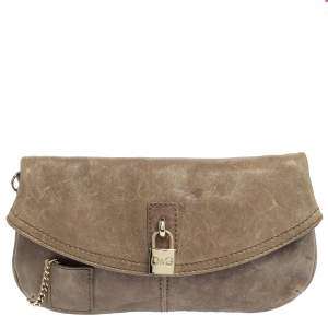 D&G Beige Leather Karen Clutch