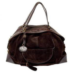D&G Dark Brown Suede and Leather Janet Satchel