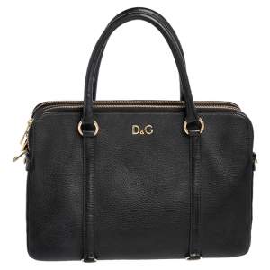D&G Black Leather Lily Twist Satchel 