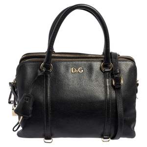 D&G Black Leather Lily Twist Satchel 