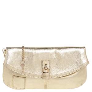 مملوكة مسبقًا D&G Gold Leather Miss Karen Clutch