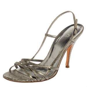 D&G Metallic Crackled Leather Strappy Slingback Sandals Size 41