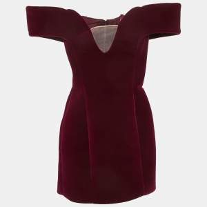 David Koma Red Velvet Off-Shoulder Mini Dress S