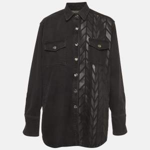 مملوكة مسبقًا جاكيت ديفيد كوما دنيم أسود مطبوع - ميديام