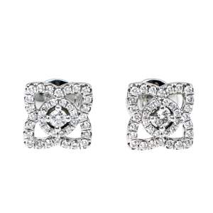 De Beers Enchanted Lotus Diamond 18K White Gold Stud Earrings