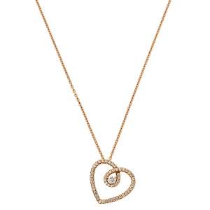 De Beers Classic Heart Diamond 18K Rose Gold Pendant Necklace