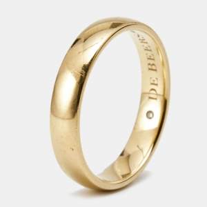 De Beers Wide Court 18k Yellow Gold Band Ring Size 56