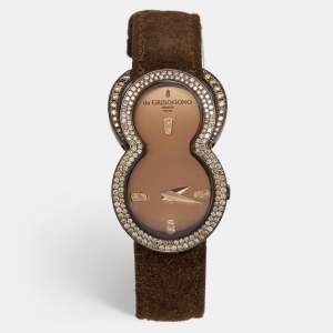 De Grisogono Brown PVD Coated18K Rose Gold Leather Be Eight S05 Women's Wristwatch 27 mm