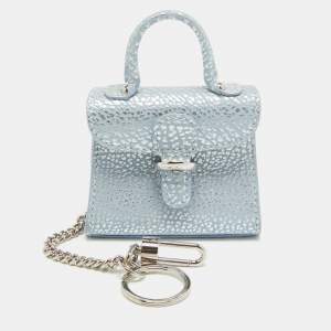 Delvaux Blue/Silver Leather Brilliant Bag Charm