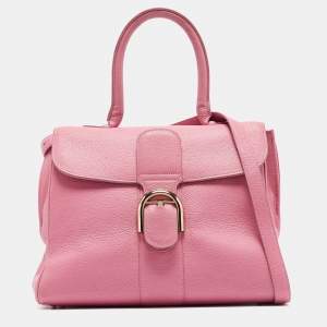 Delvaux Pink Leather Brilliant Sellier MM Top Handle Bag
