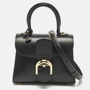 Delvaux Black Leather Mini Le Brillant Top Handle Bag