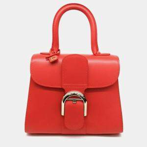 Delvaux Red Leather Briand Mini Box bag
