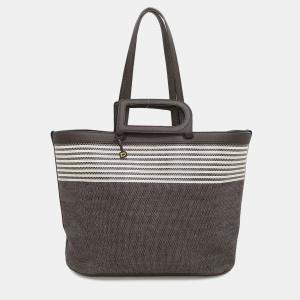 Pre Owned Delvaux DtoD Tote Bag Brown Canvas Leather Size MM