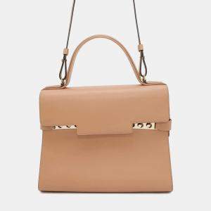 Pre Owned Delvaux Tempe MM Beige Leather Handbag