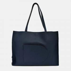 مملوكة مسبقًا Delvaux Navy Rodeo Calf Leather D Shopper Tote Bag
