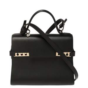 Delvaux Black Leather Tempete MM Top Handle Bag                  