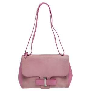 Devlaux Pink Leather Flap Shoulder Bag