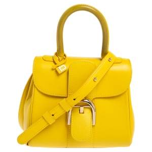 Delvaux Yellow Leather Mini Le Brillant Top Handle Bag