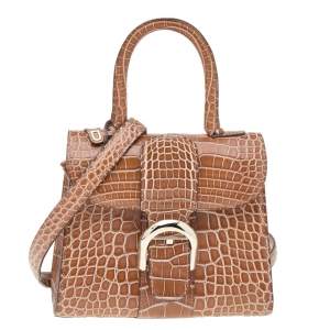 Delvaux Brown Alligator Mini Le Brillant Top Handle Bag