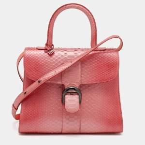 Delvaux Peach Ombre Python MM Le Brillant Top Handle Bag